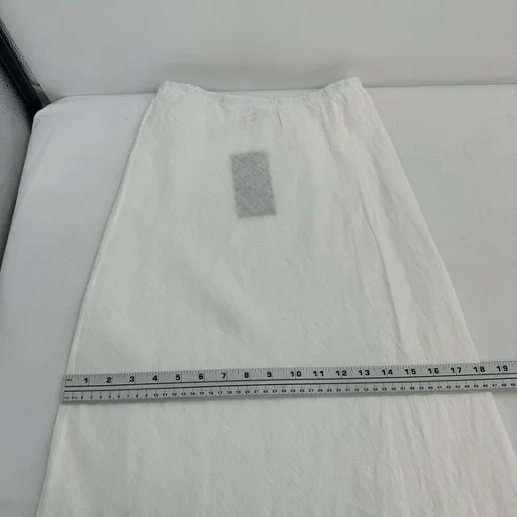 New Bryn Walker Long Bias Elastic Waist Linen A-Line Pull-On Skirt Sz XXS White - Picture 8 of 9
